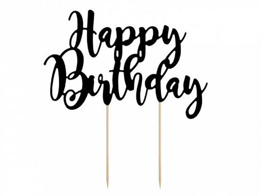 Picture of CAKE TOPPER HAPPY BIRTHDAY BLACK 22.5CM